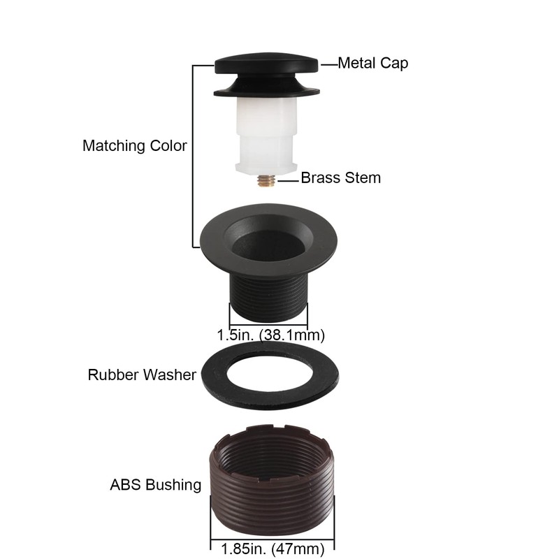CalcMetal Tip-Toe Bathtub Drain Stopper with ABS Plastic Bushing, Fits