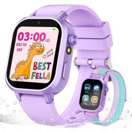 Wiszodet Kids Waterproof Smart Watch Girls Gift Age 3-12 with 39 Game HD Touch Screen Music Player Video Camera Pedometer Alarm Clock Birthday Gift for 6 7 8 9 Year Olds Purple