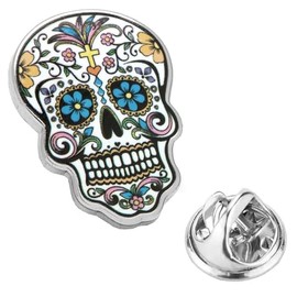 Day Of The Dead Brass Polished Lapel Pin Badge Brooch