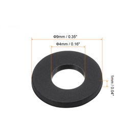 PATIKIL M4 100 Pack Nylon Flat Washers 4mm Inner Diameter 9mm Outside Diameter 1mm Thickness Seal Spacer Gasket Ring for Faucet Pipe Water Hose Fastener Bolts Black