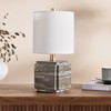 Henn&Hart 16" Tall Stone Table Lamp with Fabric Shade in