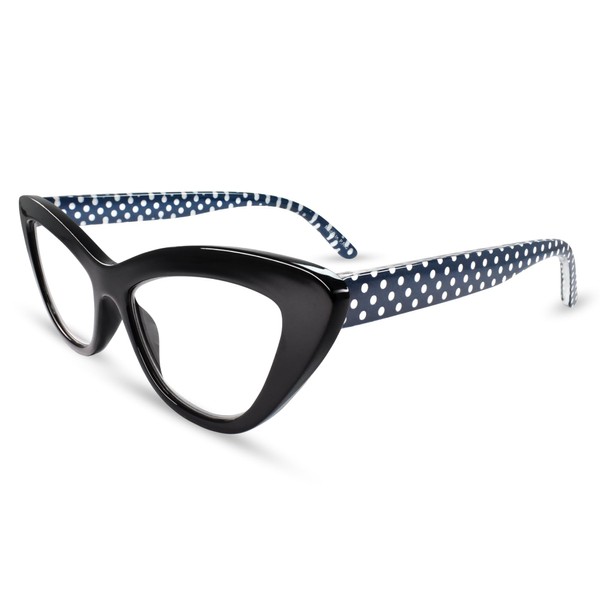 Black Polka Dot Cat Eye Reading Glasses for Women with