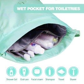 BAVELOE Drawstring Backpack with Wet Pocket Gym Backpack Water-Resistant Cinch String Bag Beach Swim for Women Men (Mint Green)