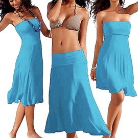 RONGUI Women's Beach Dress, Long and Short Skirt, Plus Size, Summer, blue