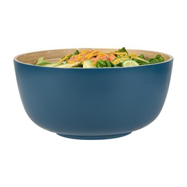 Bambuddha 30 Ounce Large Salad Bowl, 1 Heavy-Duty Round Salad Bowl - Sustainable, Reusable, Blue Bamboo Serving Bowl, for Serving Salads, Fruits, and Appetizers - Restaurantware