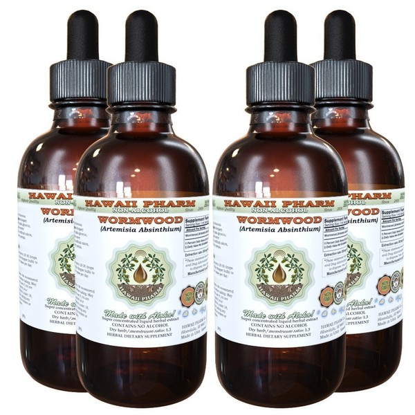 Wormwood Alcohol-Free Liquid Extract, Organic Wormwood (Artemisia Absinthium) Dried Herb Glycerite 4x4 oz