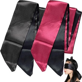 2Pcs Silk Satin Eye Mask, Satin Silk Eye Covers Blindfold Eye Mask for Sleeping Valentine