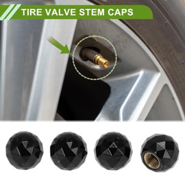 HOPESPANNER Tire Valve Stem Caps Decorative Black Shining Ball Style Tyre Valve Dust Covers 7x18mm Plastic Copper 4 Pcs