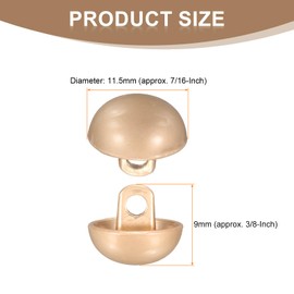 sourcing map 20pcs Half-Domed Metal Sewing Buttons, 11.5mm / 7/16" Half Round Mushroom Pearl Cap Metal Buttons with Shank for Blazer Suit, Coat, Jacket Cloth Garment Decoration, Misty Gold