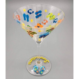 Summer Flip Flop Hand Painted Martini Glass - Summertime Theme - Cocktail, Sun Glasses, Decorated Flip Flops