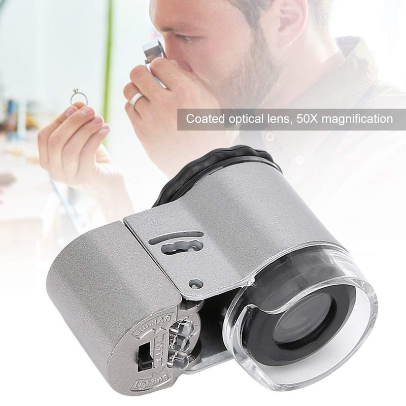 Mini Microscope, 50X Portable Subminiature Microscope Magnifier Mini Pocket Microscope