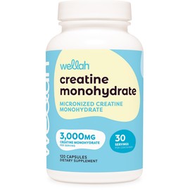 Wellah Creatine Monohydrate Capsules (3000 mg) 120 Capsules - Micronized Creatine, 30 Servings
