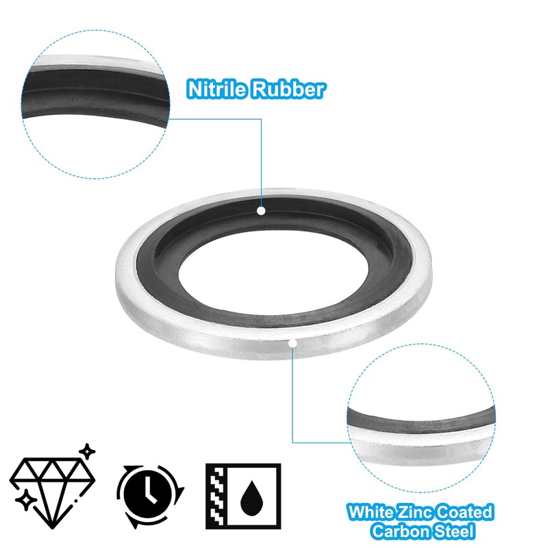 PATIKIL M18 Self-Centered Bonded Sealing Gasket, 20Pcs NBR Metal Bonded