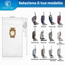 CF Clean Fairy Confezione da 10 sacchetti per aspirapolvere Kirby Avalir, Sentria I, II, G10, G10D, G10E, G10Se, sacchetti di ricambio Kirby per aspirapolvere, parte #204808 204811