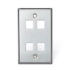 Leviton QUICKPORT Wallplate, Single Gang, 4-Port, Stainless Steel, 43080-1S4