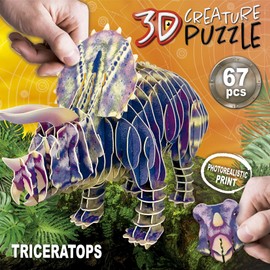 Educa - Triceratops 3D Puzzle for Adults and Children from 6 Years, 67 Pieces, Dinosaur (19183)