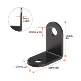 100 PCS Black Corner Brace 1x1 Inch, L Bracket Corner Brace Sets 90 Degree Right Angle Bracket, Black L Brackets for Wood Furniture Cabinet Chair Shelves, 26x26x16x2MM