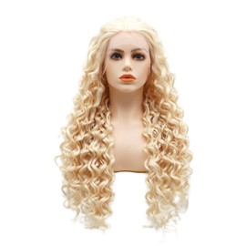 LUSHY BEAUTY Hair Synthetic Lace Front Wig Curly Long 26inch Blonde Heavy Density Realistic Wig