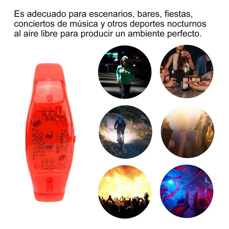 Pulsera Audio Ritmica Fiesta Neón Led Concierto 10 Pzas