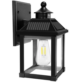 Kuniwa Solar Wall Lights Outdoor, Dusk to Dawn Motion Sensor Lights Waterproof, Solar Porch Lights with 3 Modes & Motion Sensor, Lantern Light Fixture for Patio Garage Entryway Garden