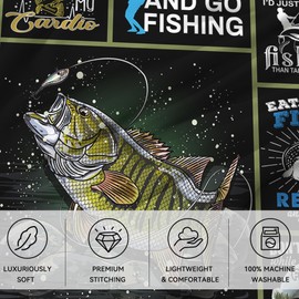 WZOMT Fish Blanket - Plush Fishing Gifts for Men & Women, Unique & Funny, 60"x50"