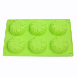 KALAIEN 6-Cavity Silicone Sunflower Muffin, chocolate, Jelly, Pudding, Dessert Molds, Randomly Color