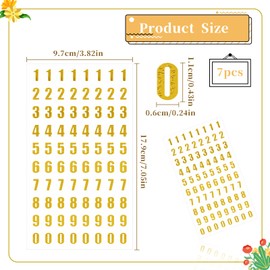 7 Sheets Mini Number Stickers for Nail Art, Self Adhesive Gold Small Glitter Alphabet Letter Sticker Set 0-9 for Epoxy Resin Casting Gift Scrapbooks Cards DIY Craft Crafts Nail Decoration 11mm