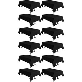 ZuGeo12Pack Black Table Cloth 60*102 Inch Rectangular Tablecloths for 6 Foot Rectangle Tables,Wrinkle Resistant Black Tablecloth Washable Polyester Fabric Table Covers for Buffet Wedding Party Banquet