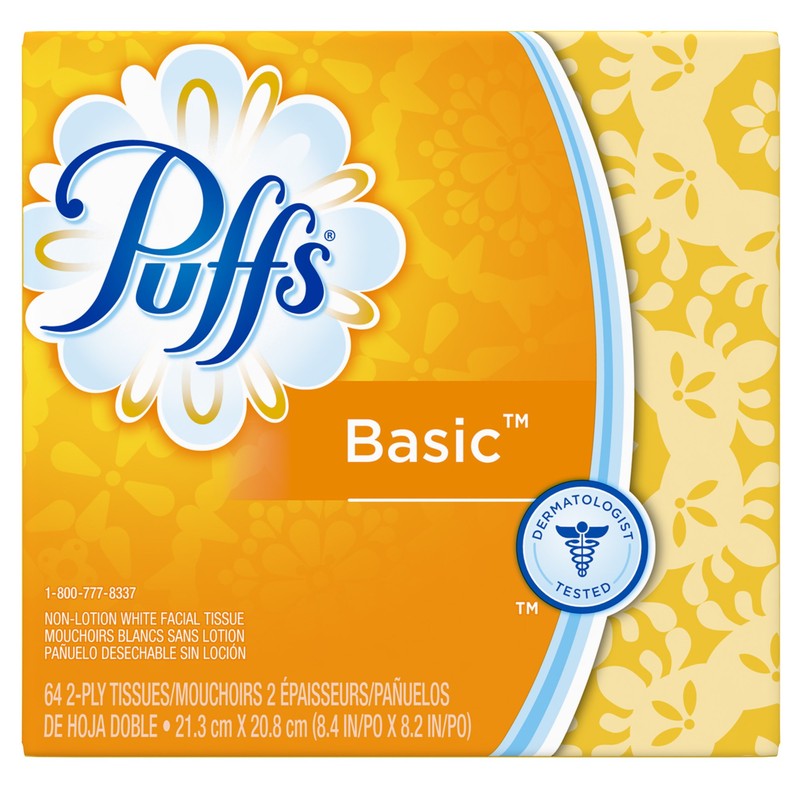 Puffs Basic Facial Tissues; 64 Count; 1 Cube Box (64