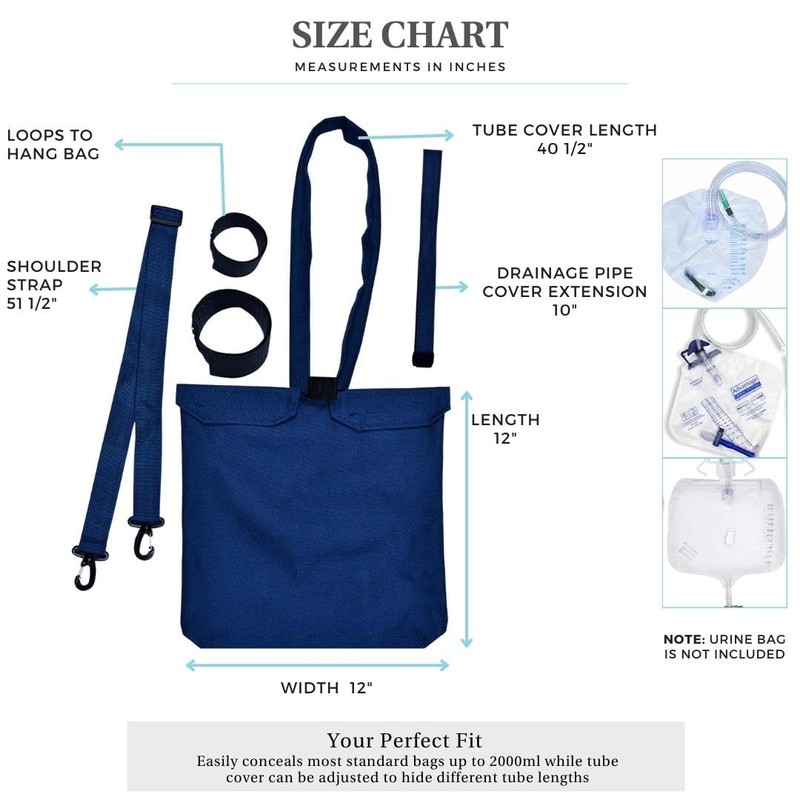 Urine Drainage Bag Holder with Catheter Tube Cover & Adjustable