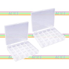ACICE 2pcsBobbin Box Organizer,25 Grid Plastic Bobbin Storage Boxes for Sewing bobbins,Quilting Accessories