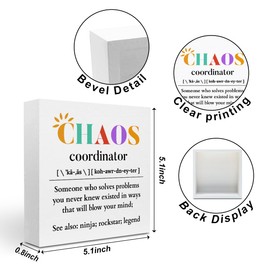 Chaos Coordinator Wood Box Sign, Chaos Coordinator Gifts, Thank You Gifts for Coworker Manager Teacher Nurse, Office Bedroom Home Desk Cubicle Table Shelf Decor Administrative Professional Day