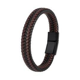 APMGONT Men's Leather Bracelet, Men's Braided Leather Bracelet, Bracelets for Men with Stainless Steel Magnetic Clasp, 19/21/23 cm, Dad Bracelet, Wedding Anniversary Gifts for Men, Leather