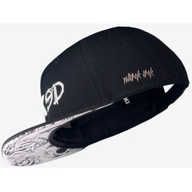 Nebelkind Snapback Cap Men Women Inked Black, OneSize, Basecap Cap, Size Adjustable, Unisex, Trendy, Streetwear Style, Baseball Cap with Straight Peak, Retro