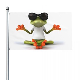 120 x 180 cm Decorative House Flag Yard Banner Funny Tree Frog Meditation Yoga Frog Flag Print Garden Flags Hanging Flag Decoration (frog01)
