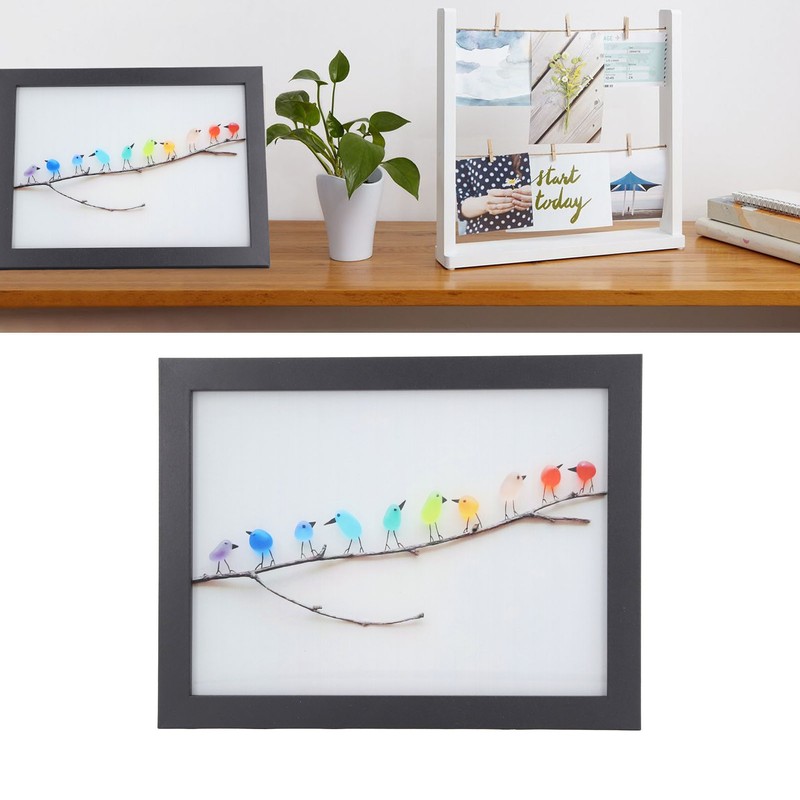 Photo Frame Black Decorative Rugged Multifunctional Sea Glass Birds Picture