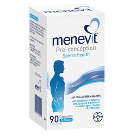 Menevit Pre-Conception Sperm Health Multivitamin with Vitamin C, Zinc, Lycopene and Selenium to Support Sperm Health, Production and Motility, 90 Count