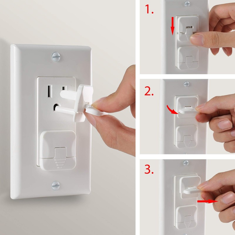 Bates- Outlet Covers Child Proof, 40 Pack, White, 3 Prong