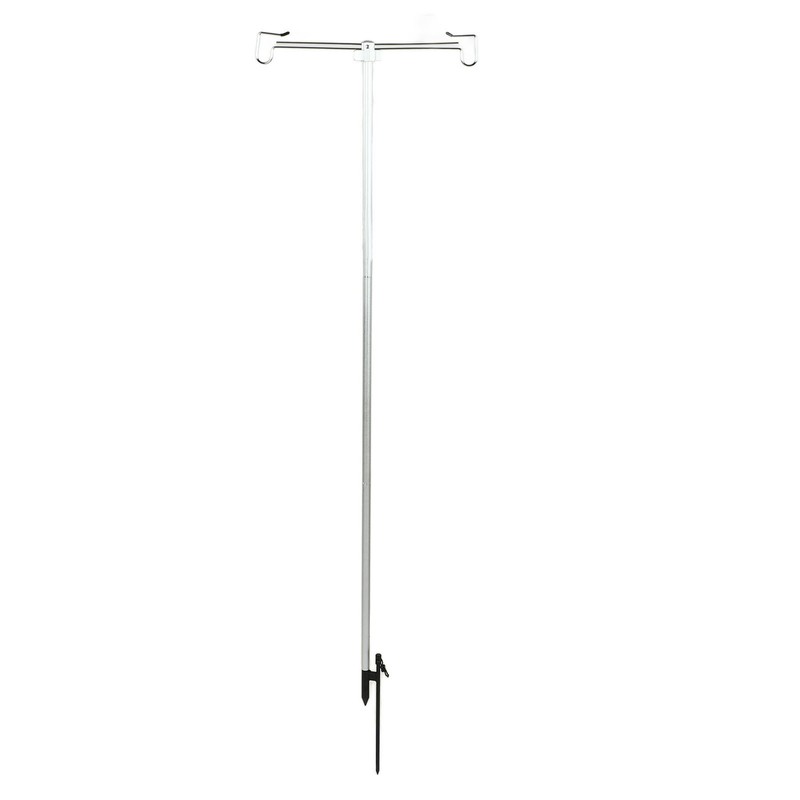 Camping Lamp Pole Retractable Double Light Hooks Retro Style Metal