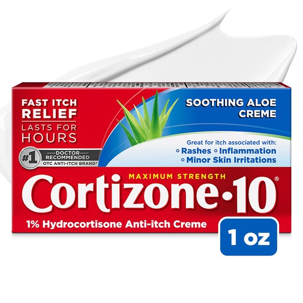 Cortizone 10 Maximum Strength Anti-Itch Cream with Soothing Aloe, 1% Hydrocortisone Creme, 1 oz.