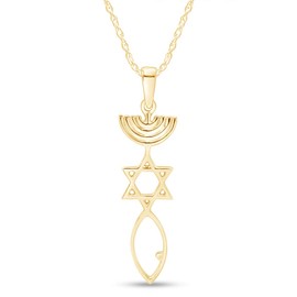 AFFY Messianic Seal Pendant Necklace in 14k Yellow Gold Over Sterling Silver