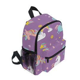ALAZA Kids School Backpack with Chest Strap, Cute Unicorn Rainbow And Diamond Purple Students Childrens Book Bag for Boys Girls