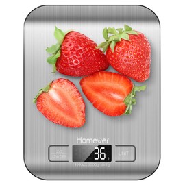 Homever Food Scale, 0.05oz/1g Accurate Kitchen Scale with Multifunction, Stainless Steel Digital Kitchen Scales for Baking and Cooking, Silver
