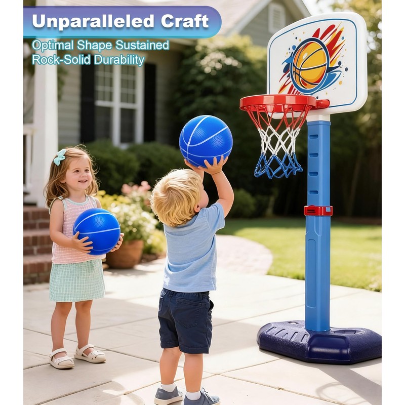 LAO XUE Toddler Basketball Hoop Set,Adjustable Kids Basketball Goal