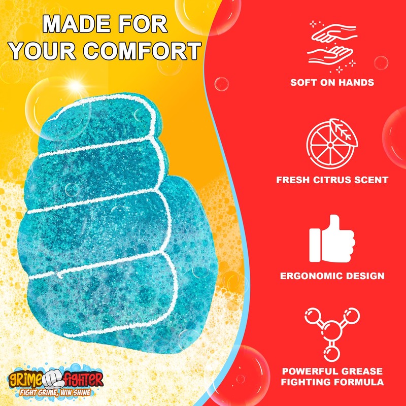 Degreaser Dish Soap Infused Cleaning Sponge, Activates with Water, 2