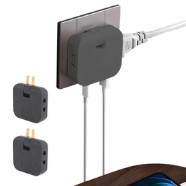 BCVVCCB 2 Pcs Regleta multicontacto Pared USB, Conector Multiple con 2 Salidas y 2 Puertos USB, multicontacto Enchufe Pared para hogar, para Viajes y Uso doméstico, Negro, 2 Paquetes