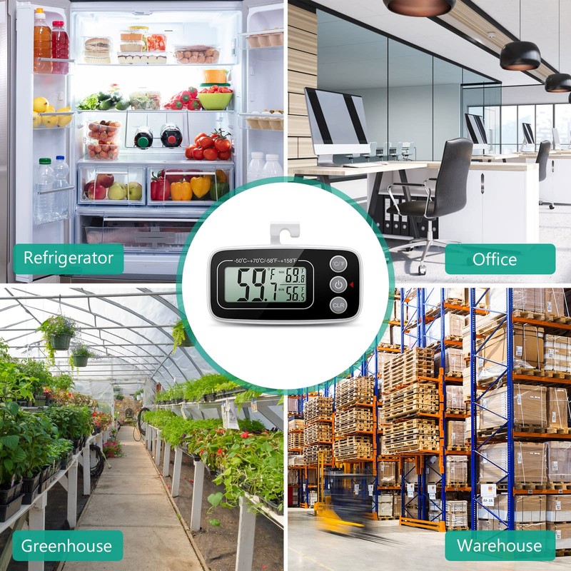 ORIA Fridge Freezer Thermometer, Digital Refrigerator Thermometer with LCD Display,