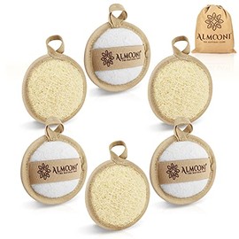 Almooni Estropajos Exfoliantes de Lufa Facial, Exfoliante Facial Natural, Esponjas Limpiadoras para Piel Facial Limpia y Vibrante (Paquete de 6)