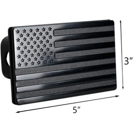 MULL USA Black Metal Flag Trailer Hitch Cover fits 2" Receivers (with Anti-Rattle Pin Bolt)