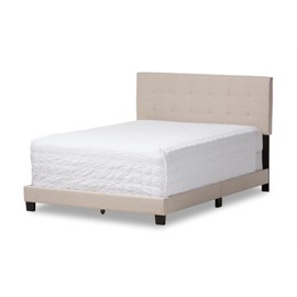 Baxton Studio Brookfield Tufted Full Panel Bed in Beige
